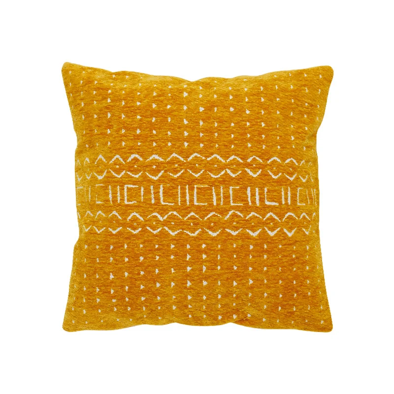 Woven pillow cover with geometric ethnic relief and textured tufting look Stornfield