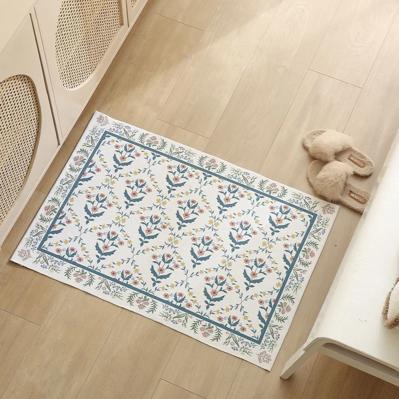 Woven cotton bath mat with floral allover jacquard pattern Stornfield