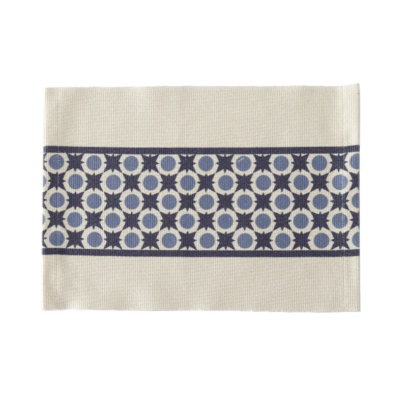 Woven placemat made of cotton blend with geometric diamond trim and fine texture Stornfield