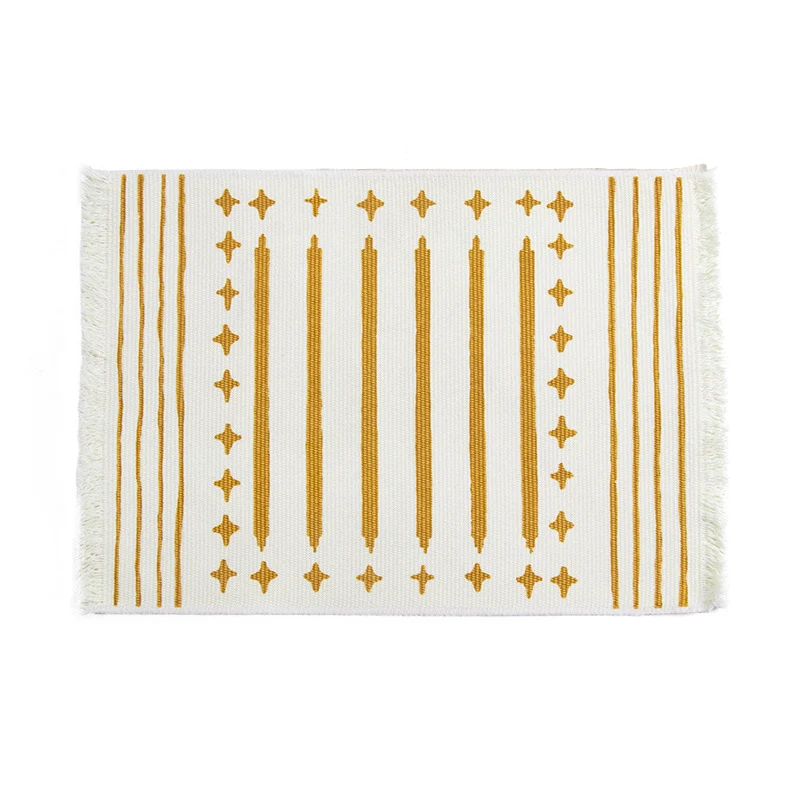 Woven placemat made of cotton blend with geometric diamond trim and fine texture Stornfield