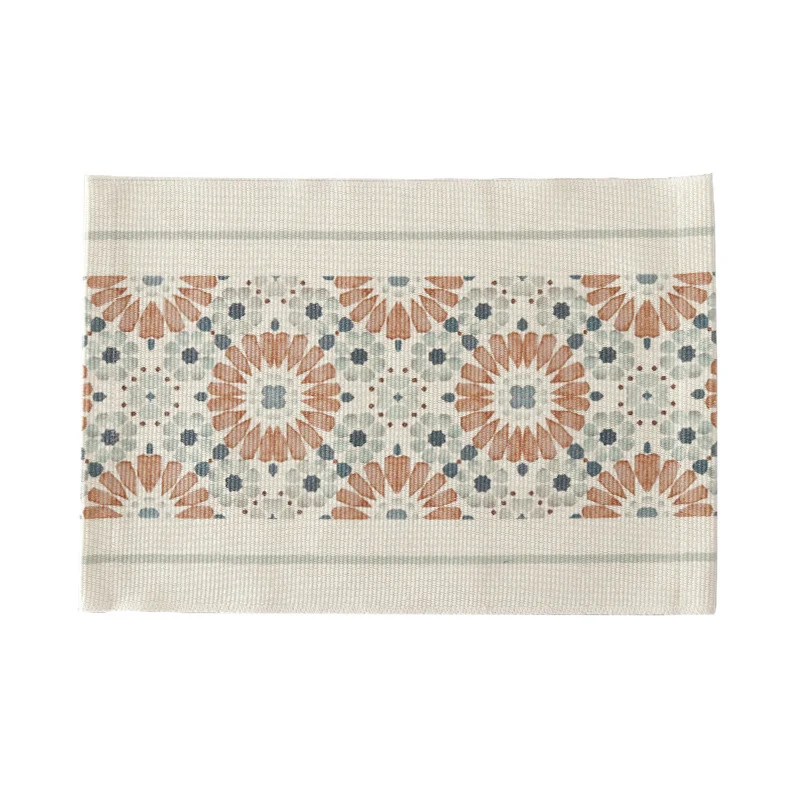 Woven placemat made of cotton blend with geometric diamond trim and fine texture Stornfield