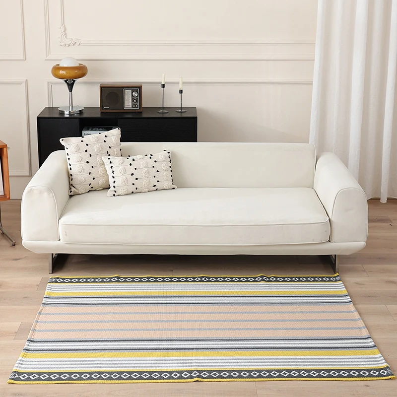 Striped Flat-Woven Cotton Rug in Kilim Style Stornfield