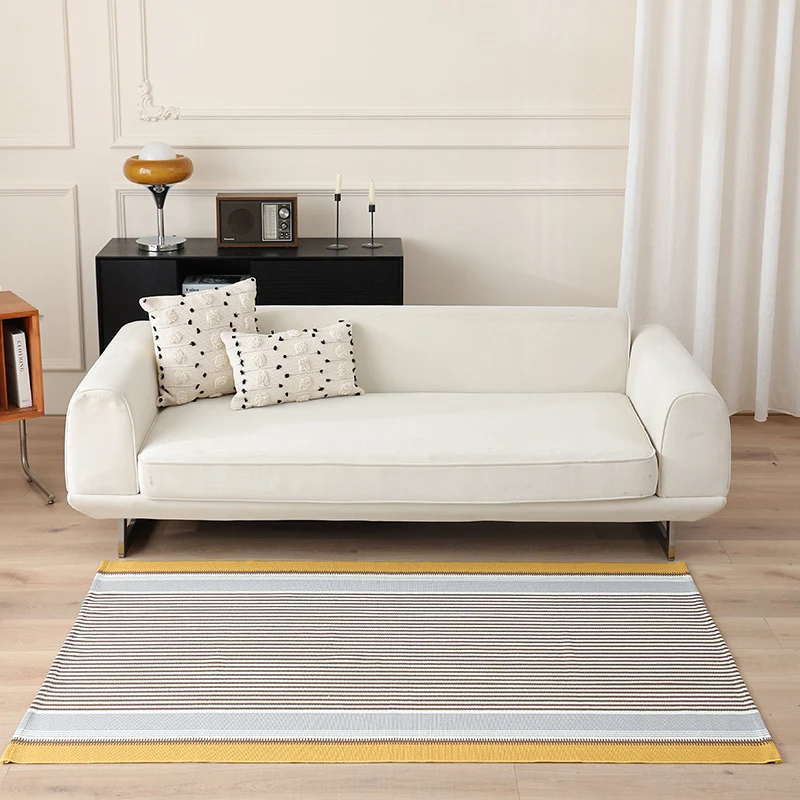 Striped Flat-Woven Cotton Rug in Kilim Style Stornfield
