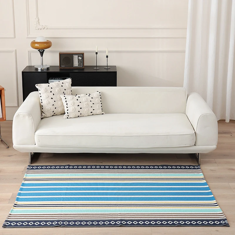 Striped Flat-Woven Cotton Rug in Kilim Style Stornfield