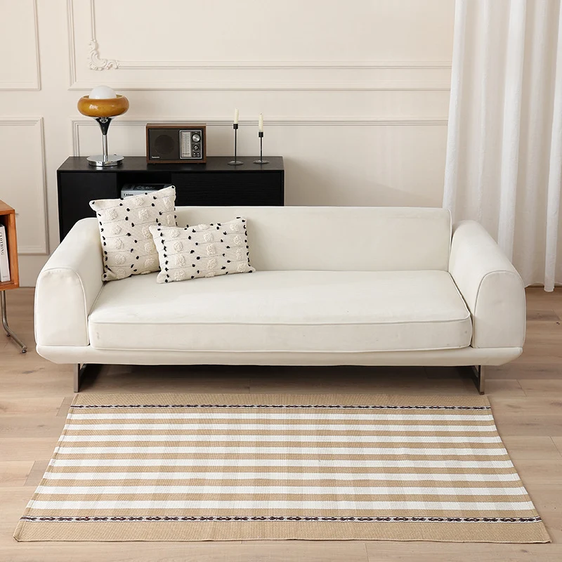Striped Flat-Woven Cotton Rug in Kilim Style Stornfield