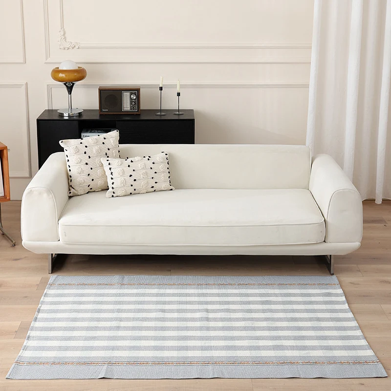 Striped Flat-Woven Cotton Rug in Kilim Style Stornfield