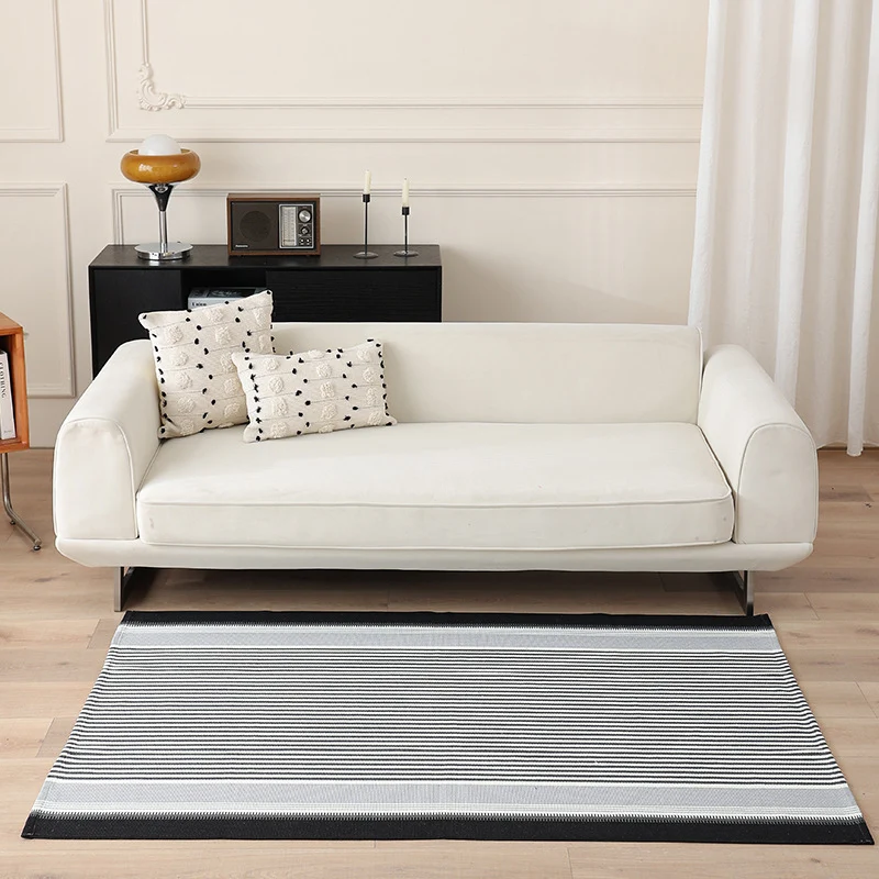 Striped Flat-Woven Cotton Rug in Kilim Style Stornfield