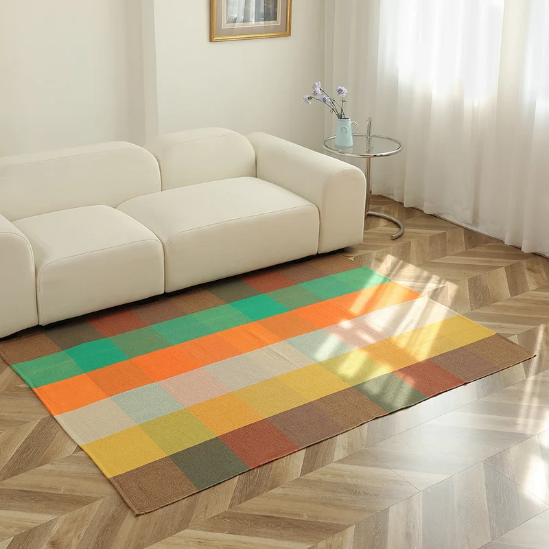 Striped flat woven carpet for living room with low pile and modern striped pattern Stornfield