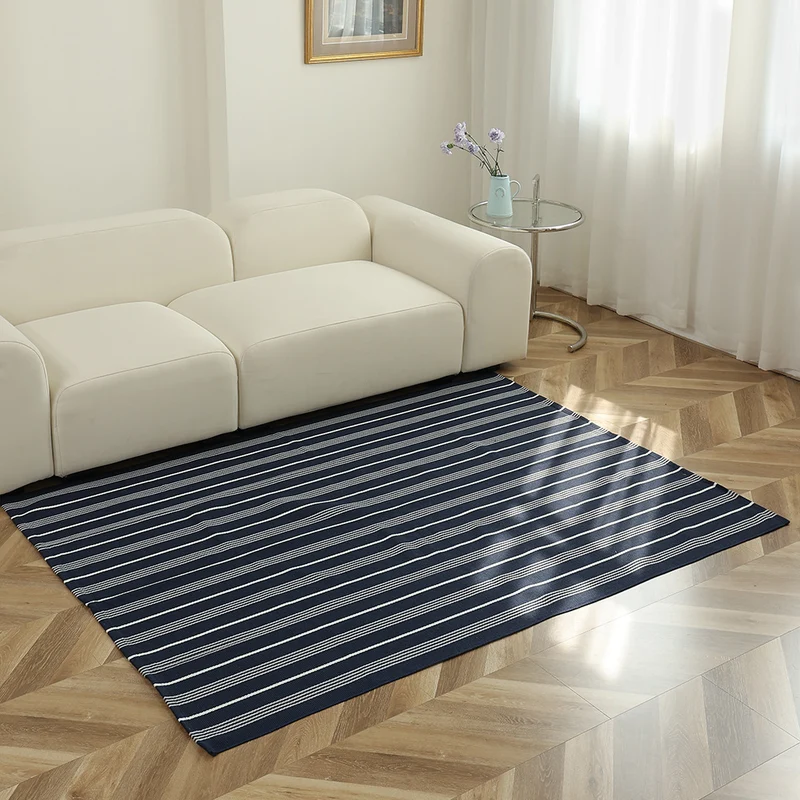 Striped flat woven carpet for living room with low pile and modern striped pattern Stornfield
