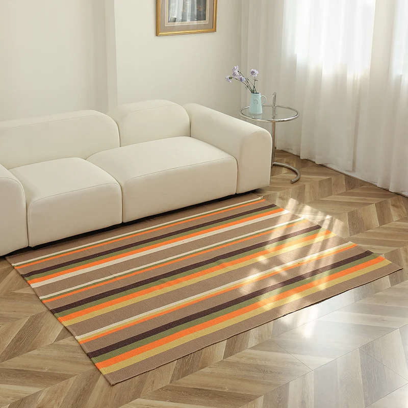 Striped flat woven carpet for living room with low pile and modern striped pattern Stornfield