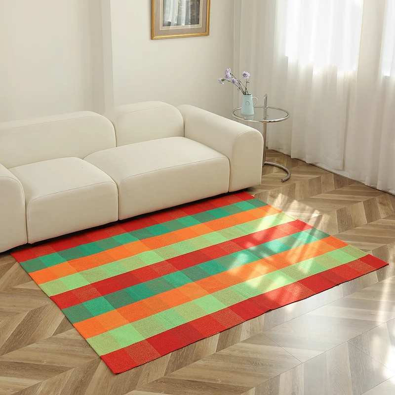Striped flat woven carpet for living room with low pile and modern striped pattern Stornfield