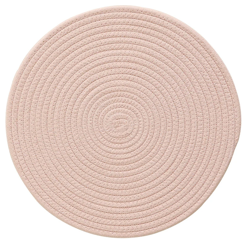 Braided round table mat made of cotton rope and sea grass with spiral structure Stornfield