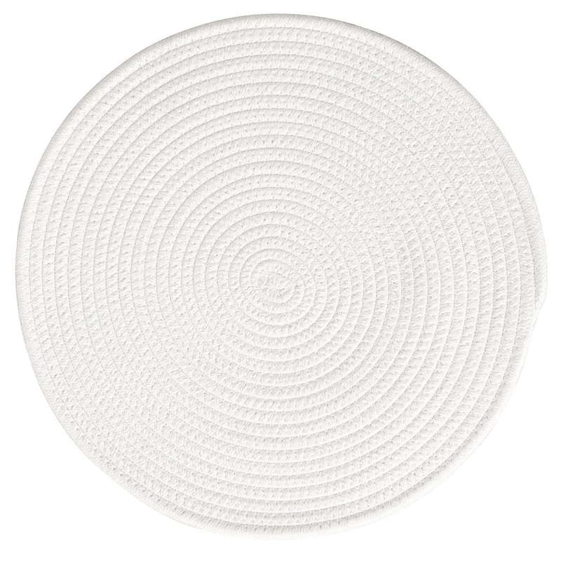 Braided round table mat made of cotton rope and sea grass with spiral structure Stornfield