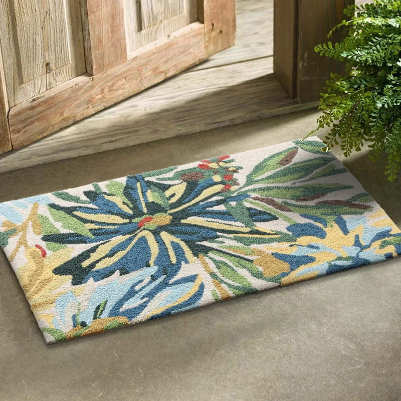 Floral bath mat made of absorbent cotton loop structure with non-slip underside Stornfield