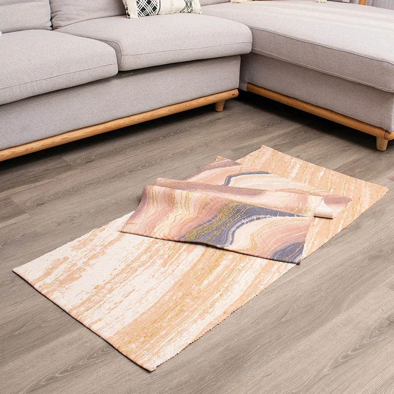 Flat-woven living room rug with marbled pattern and shimmering accent threads Stornfield