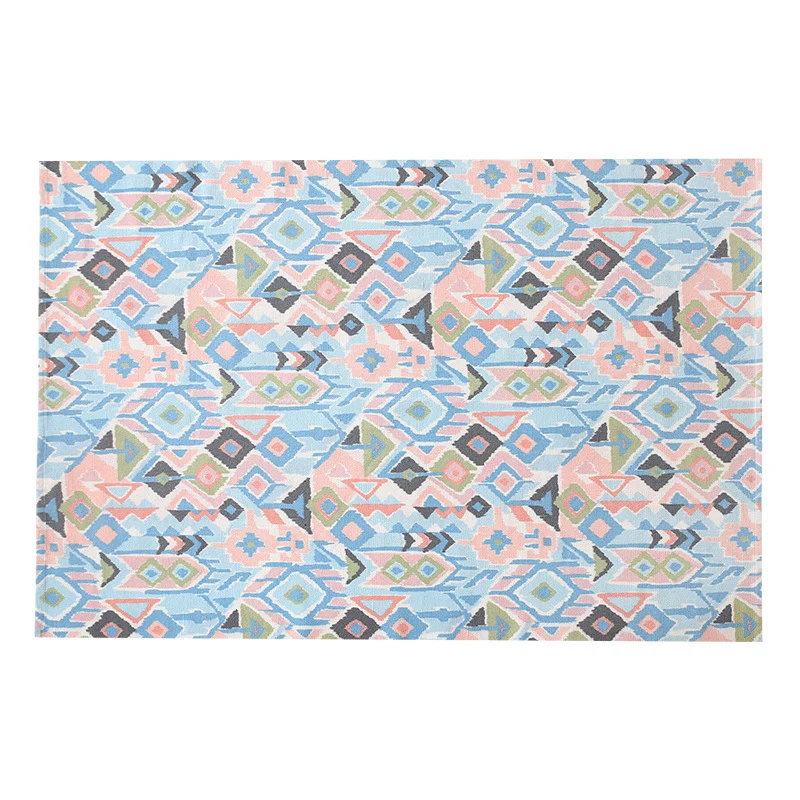Flat-woven living room rug with fine ethnic diamond pattern and low pile Stornfield