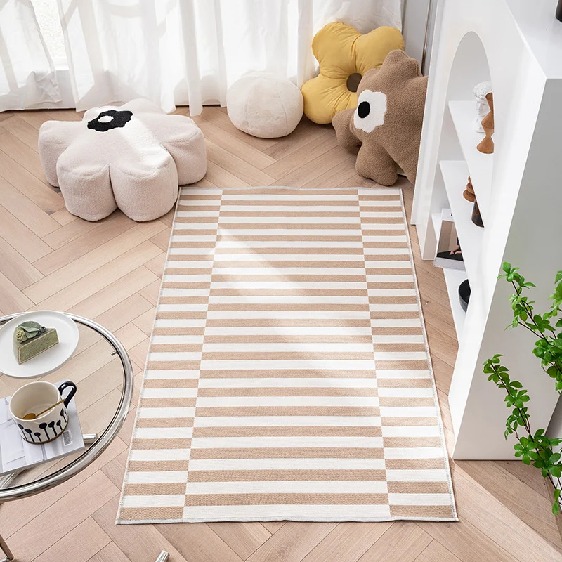 Flat-woven living room runner rug with geometric semicircle design and PVC anti-slip backing Stornfield