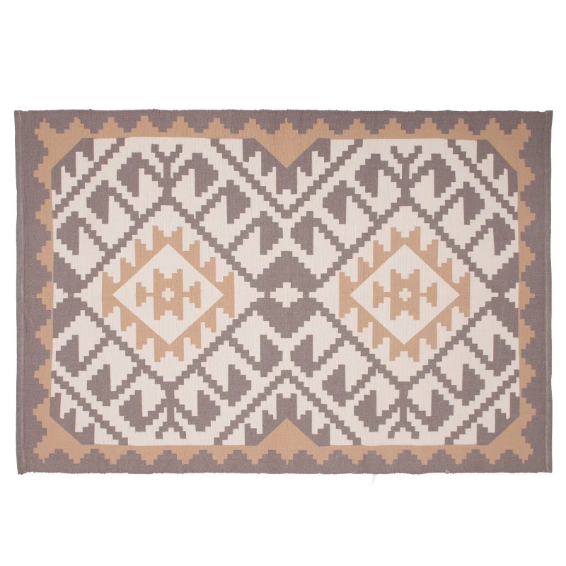 Flat-woven rectangular rug for living and entrance areas with quatrefoil pattern Stornfield