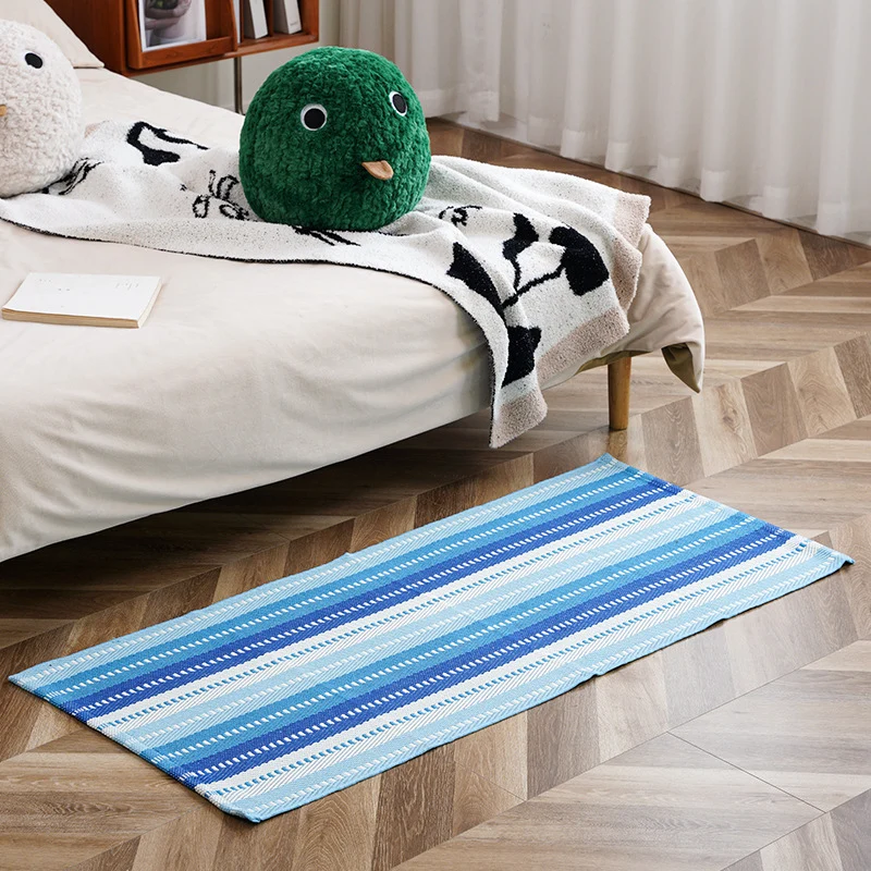 Flat-woven runner rug with check pattern and decorative border stripe Stornfield