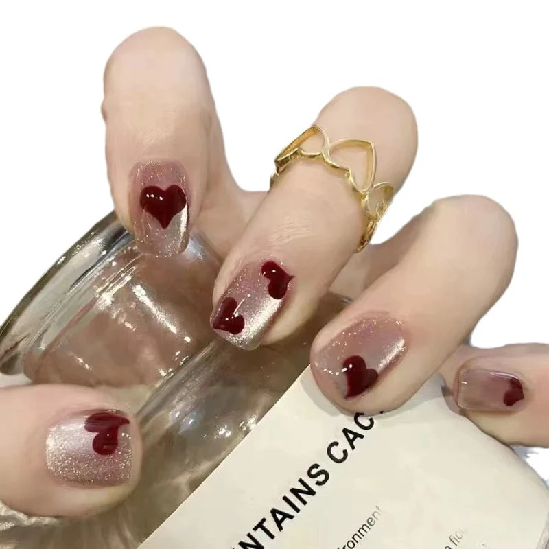 Heart-Akzent Press-On Nagelkunst Karnz