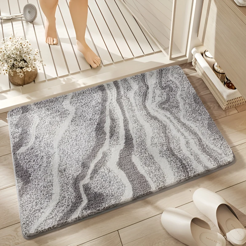 Marmor Design Plüsch Rutschfeste Badematte - Absorbierende Polyester Rechteckig Badematte