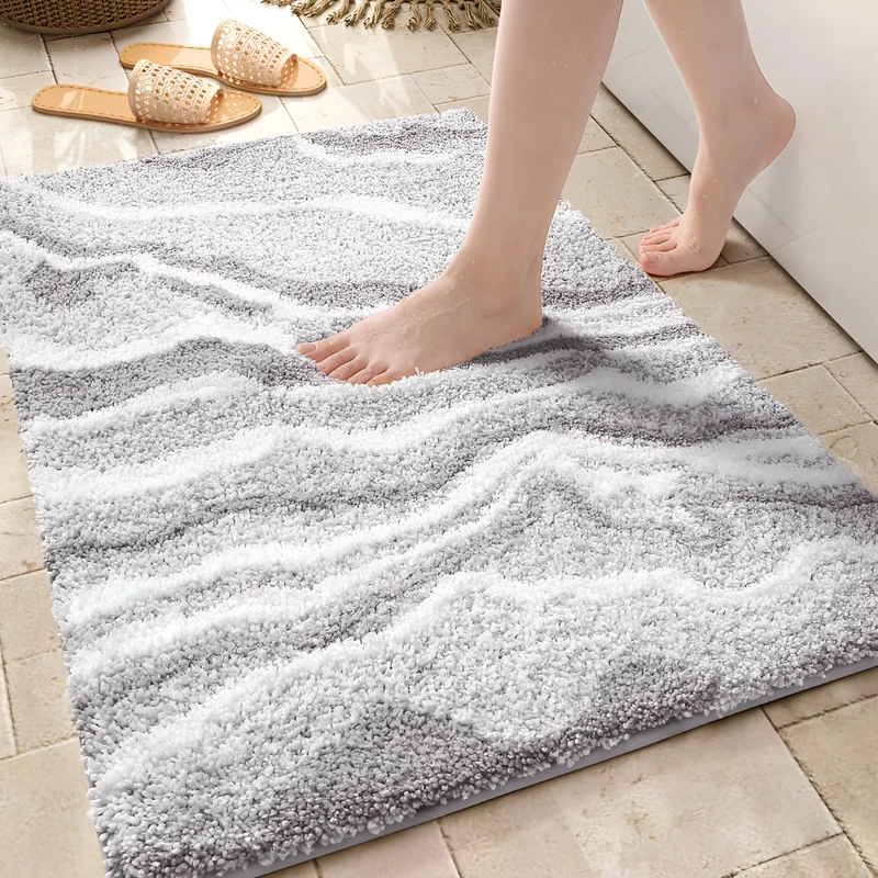 Marmor Design Plüsch Rutschfeste Badematte - Absorbierende Polyester Rechteckig Badematte