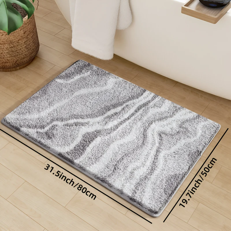 Marmor Design Plüsch Rutschfeste Badematte - Absorbierende Polyester Rechteckig Badematte