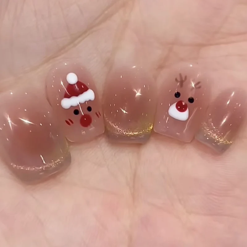 Festliches Rudolph-Themen Press-On Nail Set Karnz