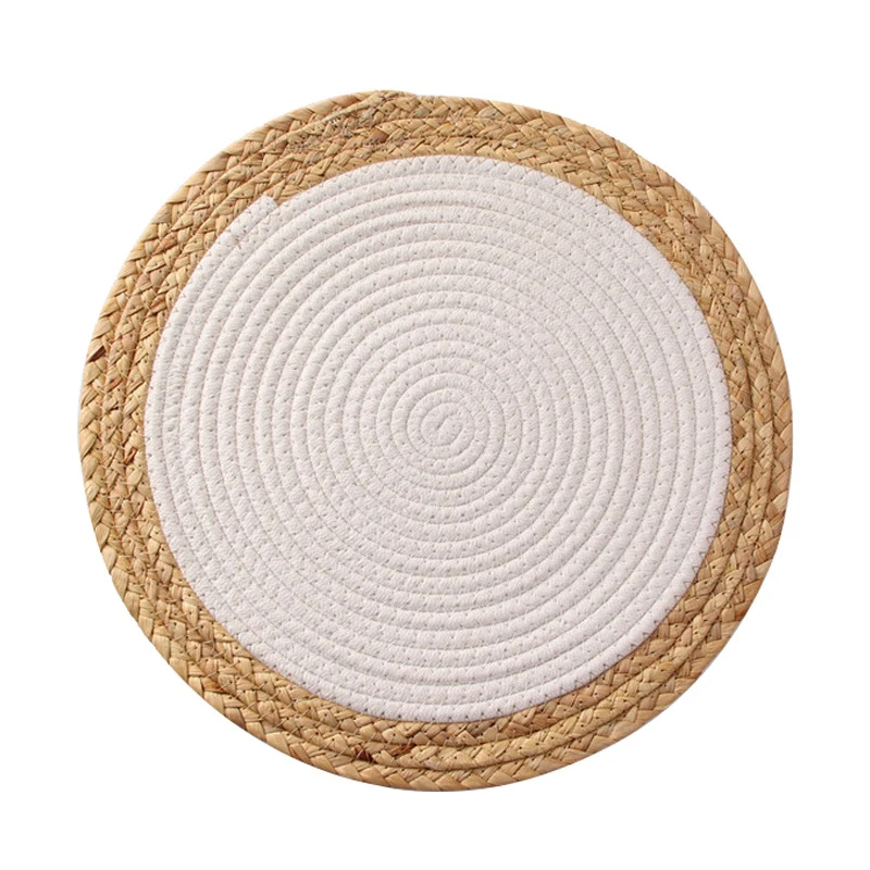 Round woven cotton braided rug for living and entrance area Stornfield