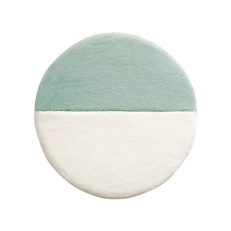Round high-pile microfiber bath mat with two-tone division and non-slip base Stornfield