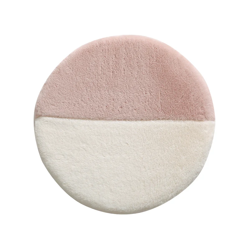 Round high-pile microfiber bath mat with two-tone division and non-slip base Stornfield