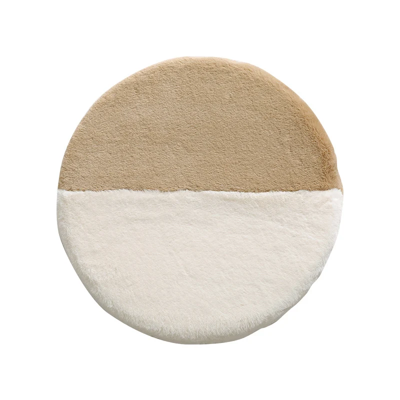 Round high-pile microfiber bath mat with two-tone division and non-slip base Stornfield