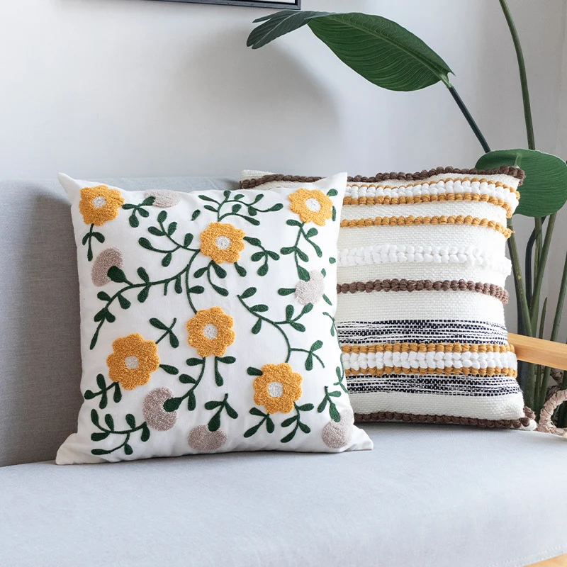 Rectangular decorative lumbar pillow with typographic jacquard pattern Stornfield