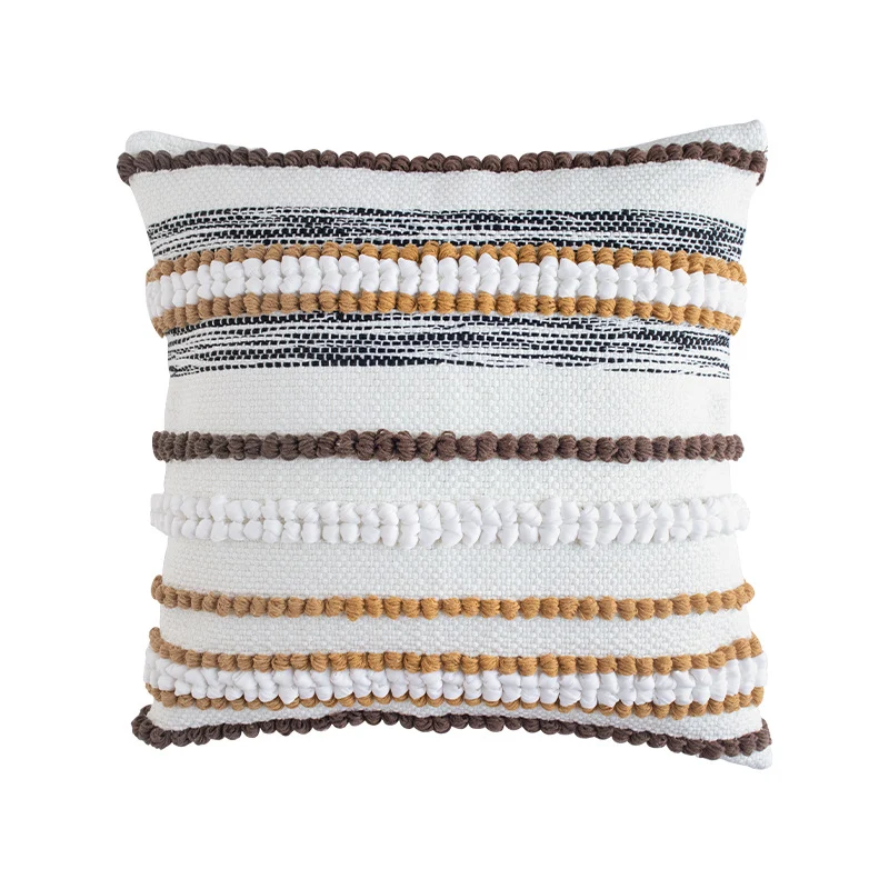 Rectangular decorative lumbar pillow with typographic jacquard pattern Stornfield