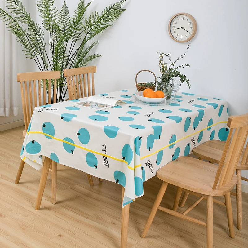 Rectangular cotton blend tablecloth with fruity orange print and easy-care finish Stornfield