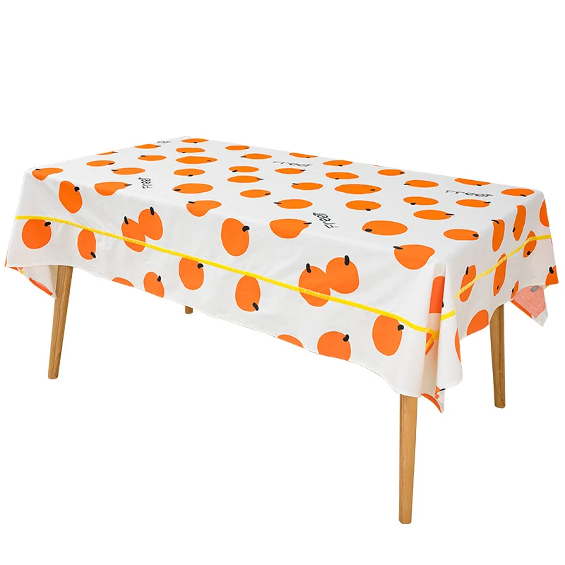 Rectangular cotton blend tablecloth with fruity orange print and easy-care finish Stornfield