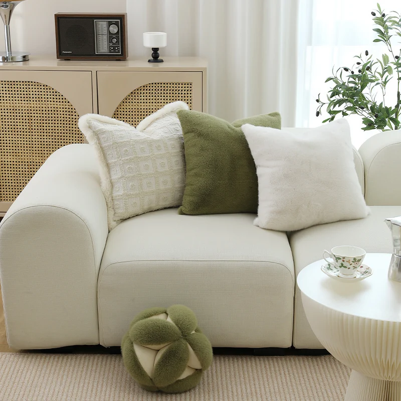 Plush pillow with artificial fur cover and cuddly inner foam filling Stornfield