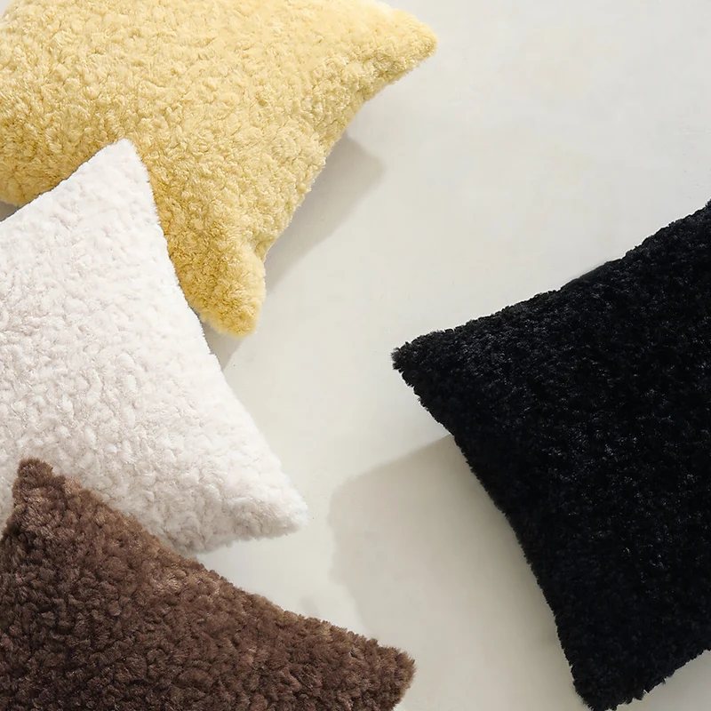Modern decorative pillow in lambskin look with dense high pile structure Stornfield