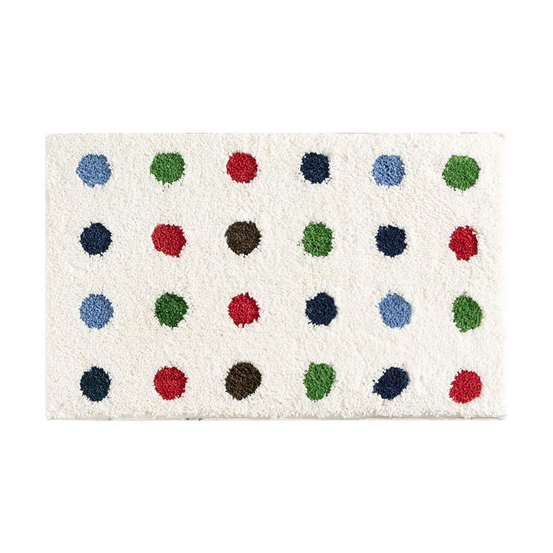Modern striped bath mat with textured high pile and non-slip latex base Stornfield