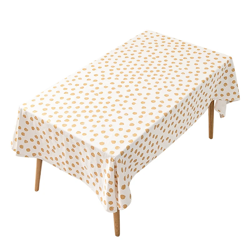 Rectangular tablecloth made of cotton-linen blend with embossed polka dot pattern and water-repellent surface Stornfield