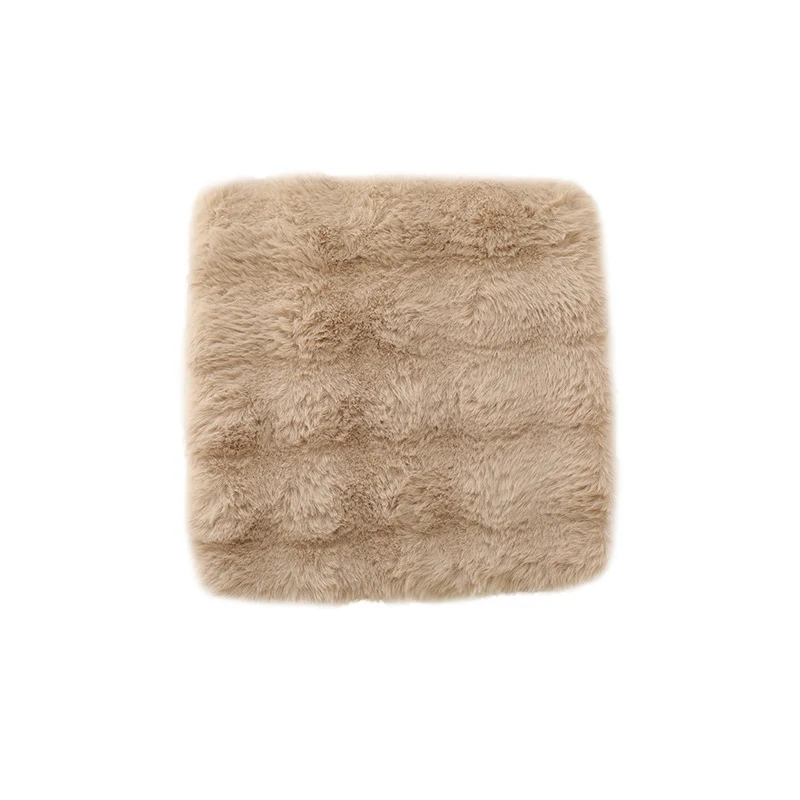 Square luxurious faux fur floor seat cover with dense long pile Stornfield