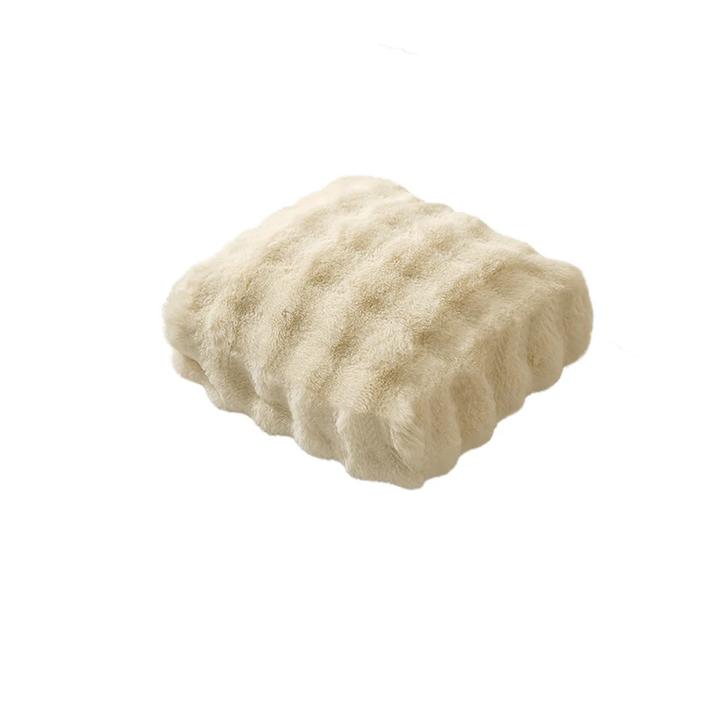 Fluffy square decorative cushion cover made of faux fur with ribbed relief Stornfield