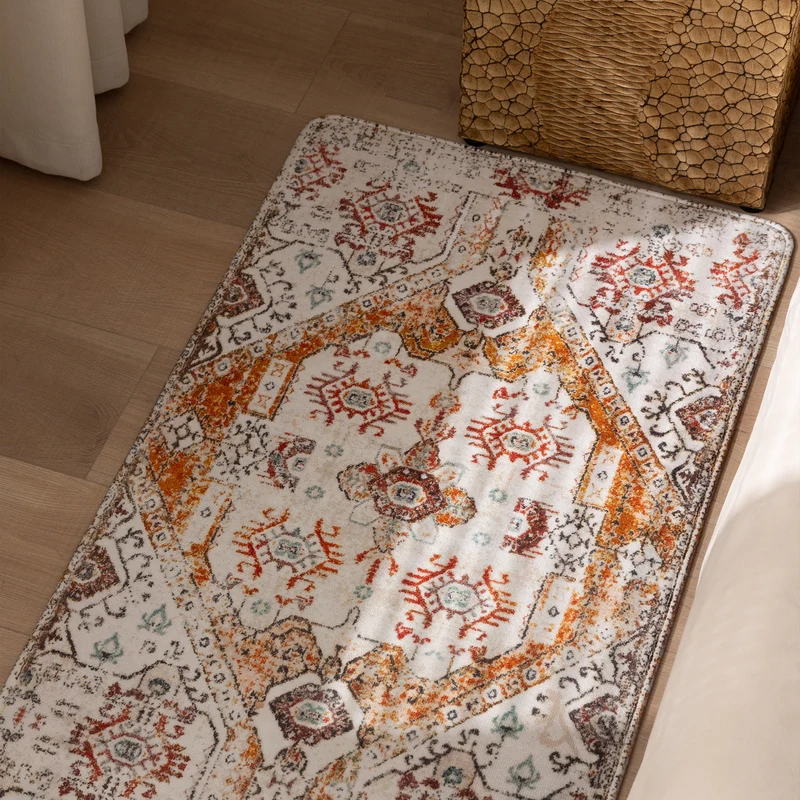 Oriental rug in Persian medallion style, machine-knotted short pile rug Stornfield