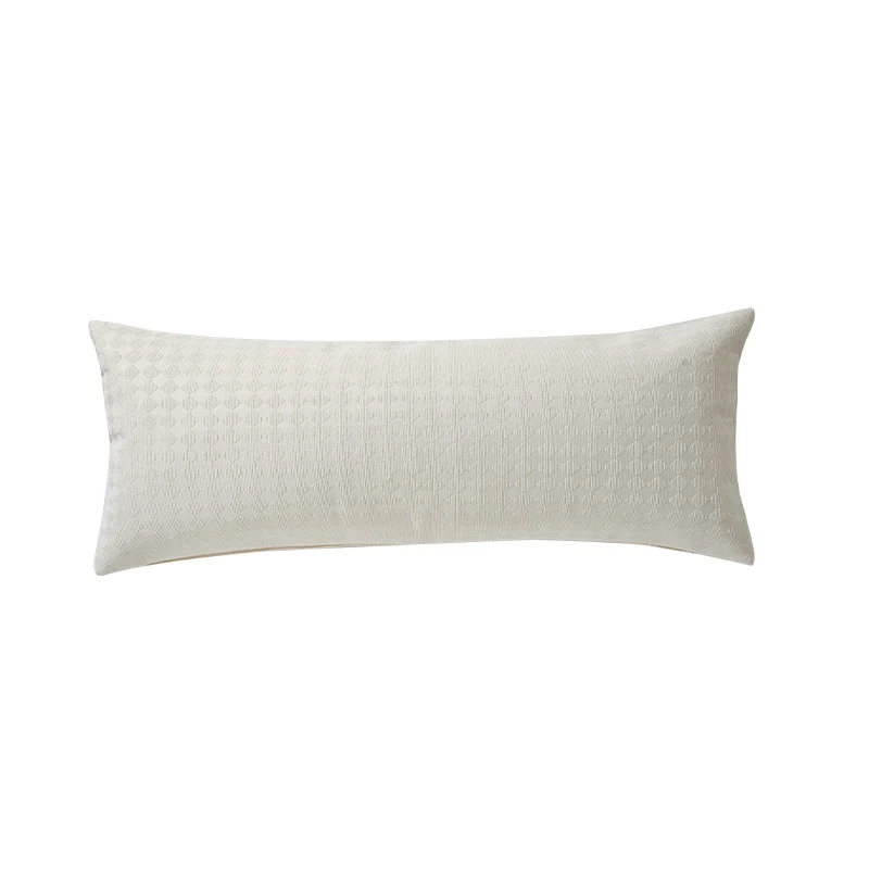 Long rectangular lumbar and neck pillow with textured woven look and concealed zipper Stornfield