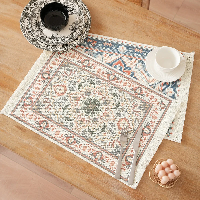 Short-pile decorative bathroom and runner carpet in oriental medallion style with fringes Stornfield