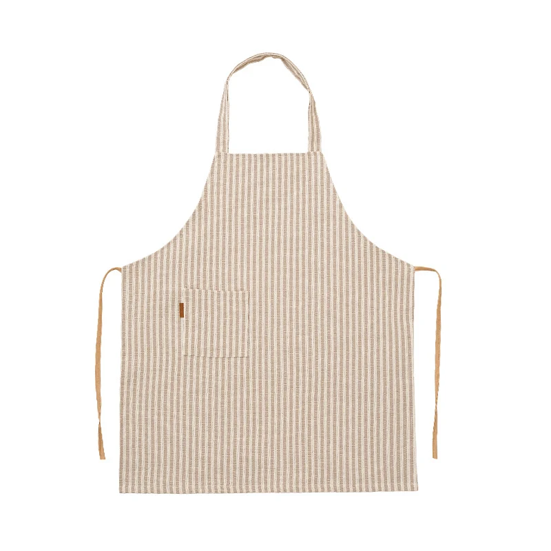 Linen-cotton blend kitchen apron with striped pattern and front pocket Stornfield