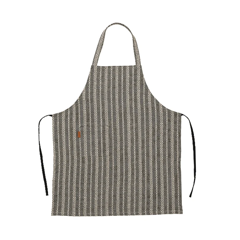 Linen-cotton blend kitchen apron with striped pattern and front pocket Stornfield