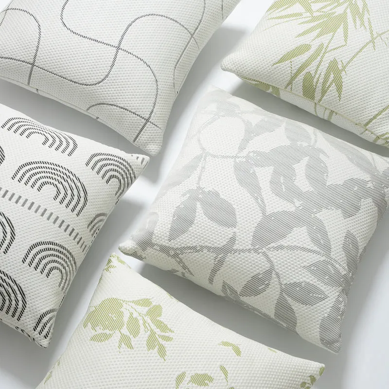 Jacquard pillowcase with textured waffle weave and delicate leaf pattern Stornfield