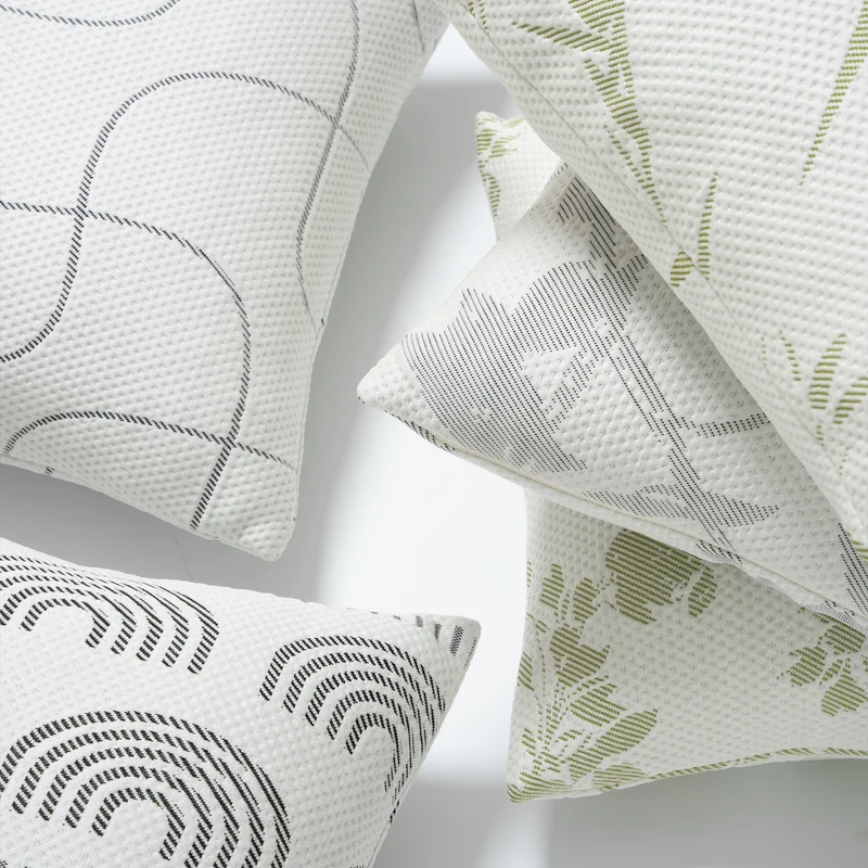Jacquard pillowcase with textured waffle weave and delicate leaf pattern Stornfield