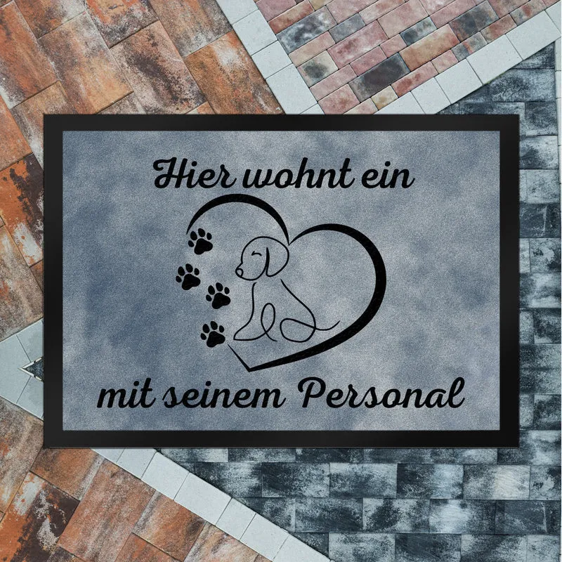 Fußmatte in 35x50 cm - Hier wohnt ein Hund mit seinem Personal